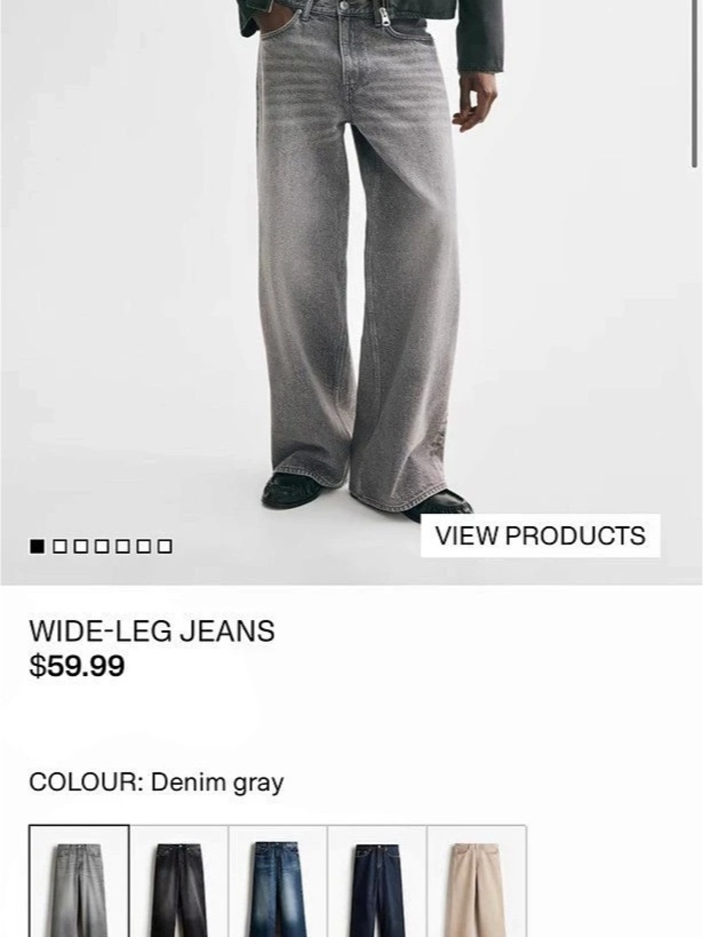H&M Denim Gray Wide-Leg Jeans Size 28/30